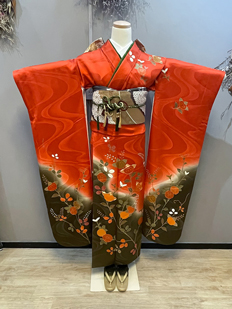 オレンジグラデ　橘花文