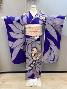 紫　笹　刺繍　絞り