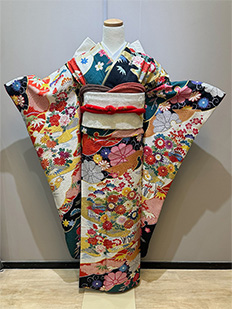 F-45 緑×黒 菊 金駒刺繍